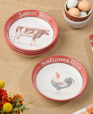 Vintage Farm Soup Bowls, Set of 4, Service for 4