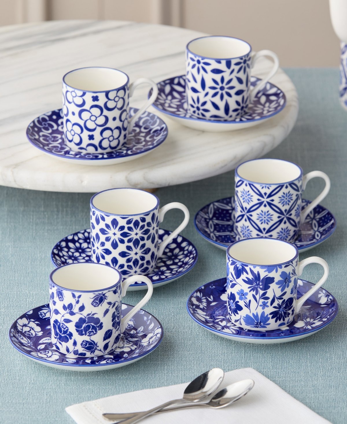 Certified International Madison Set Of 6 Espresso Cups With Saucers In Miscellaneous