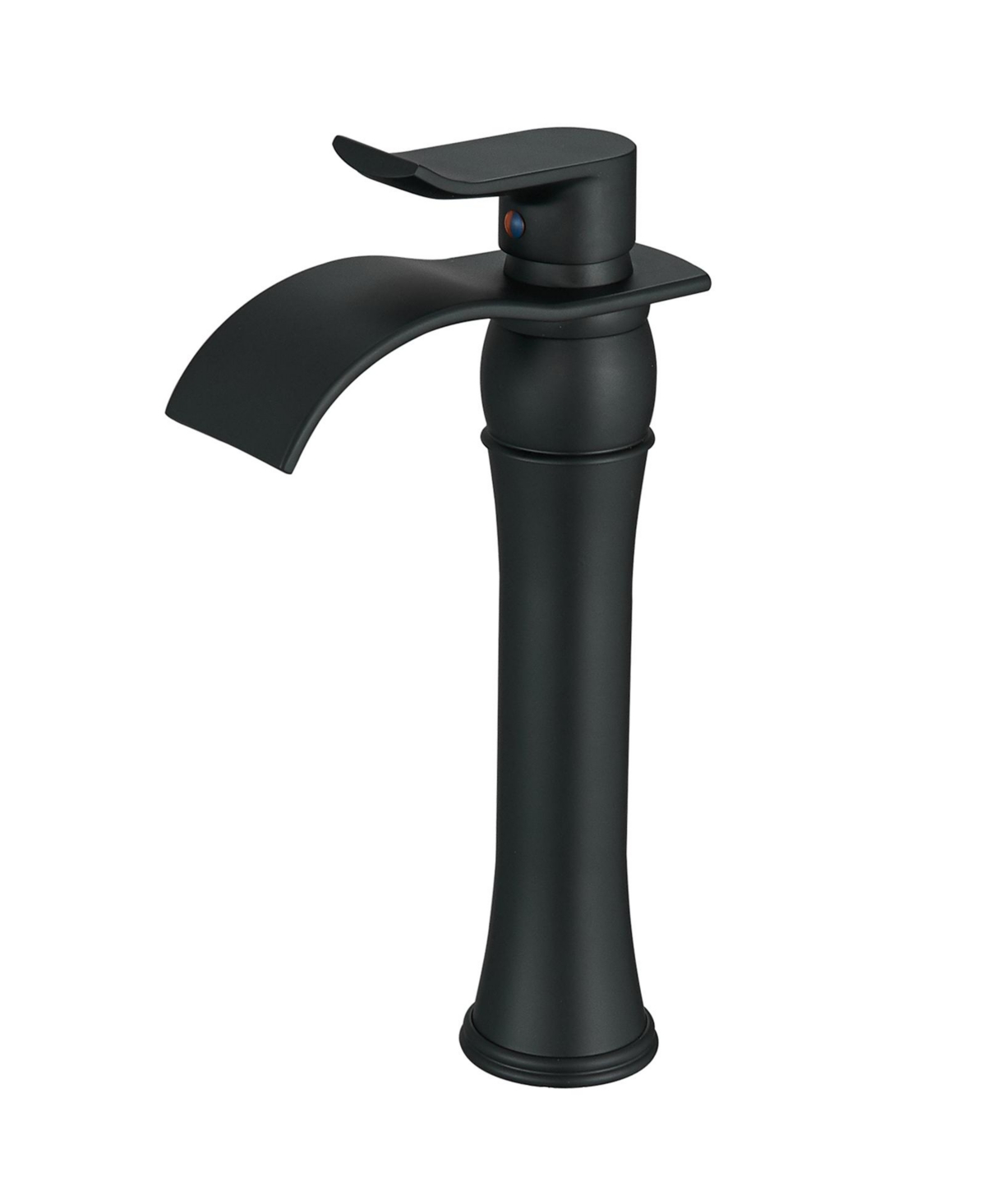 Waterfall Single Hole Single-Handle Low-Arc Bathroom Faucet With Supply Line in Matte Black - Goldblack