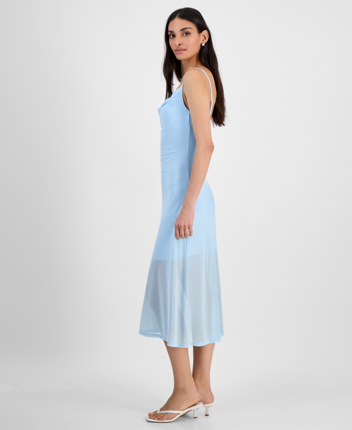 Bar Iii Women's Mesh Midi Slip Dress, Exclusively At Macy's In Oasis Blue
