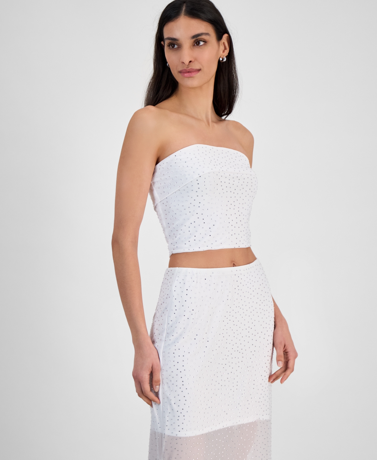 Women's Rhinestone Mesh Tube Top, Exclusively at Macy's - Bright White