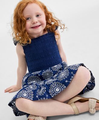 Toddler Girls Mommy & Me Cotton Eyelet Smocked Flutter-Sleeve Dress, Exclusively at Macy's
