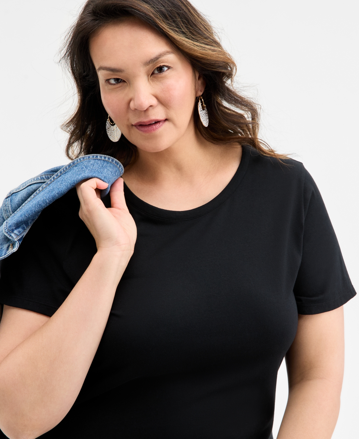 Style & Co Plus Size Solid Short-sleeve Maxi Dress, Exclusively At Macy's In Deep Black