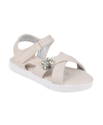 Little Girls Sporty with Flower Gem Accent Sandals