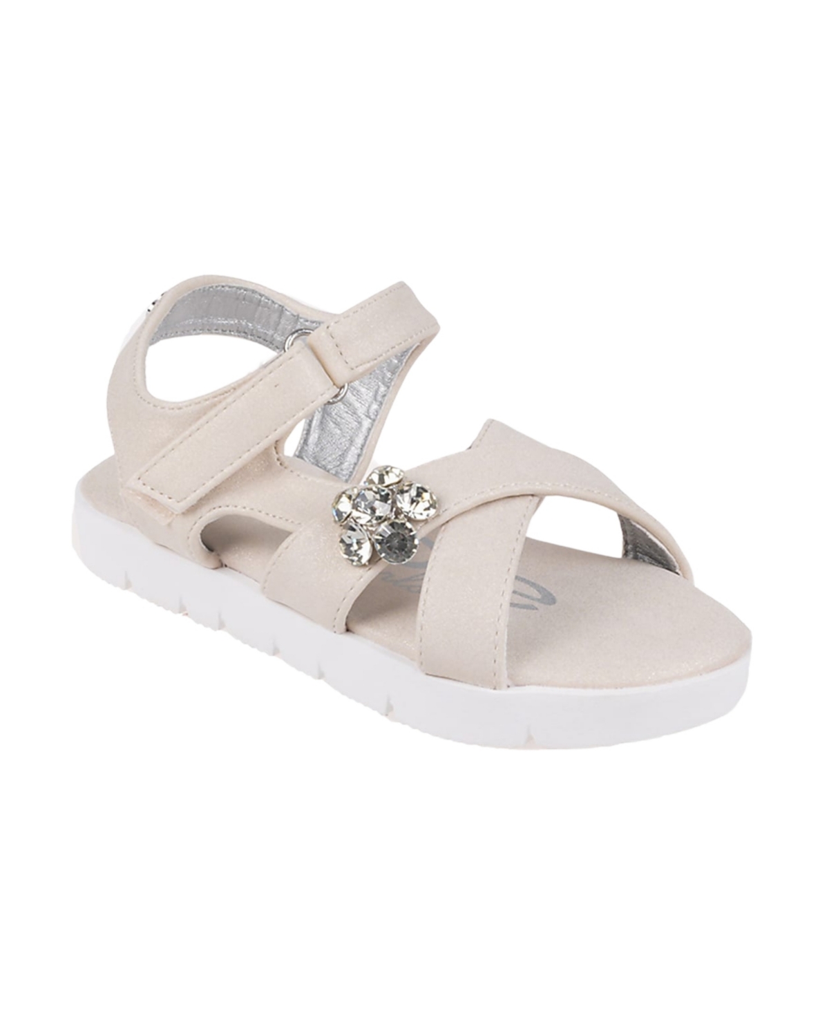Bebe Little Girls Sporty With Flower Gem Accent Sandals In Tan