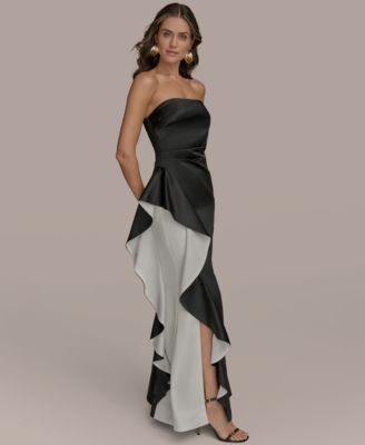 Donna Karan New York Women's Strapless Contrast Ruffle Trim