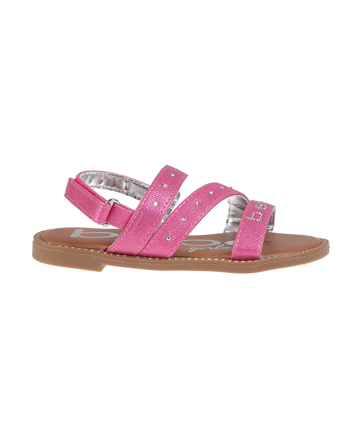 Bebe Little Girls Flat With Rhinestone And  Ornamentation Sandals In Fuchsia