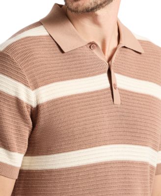 Men's Winder Textured Striped Polo Sweater