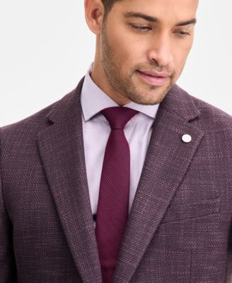 Men's Modern-Fit Maroon Textured Sport Coat 