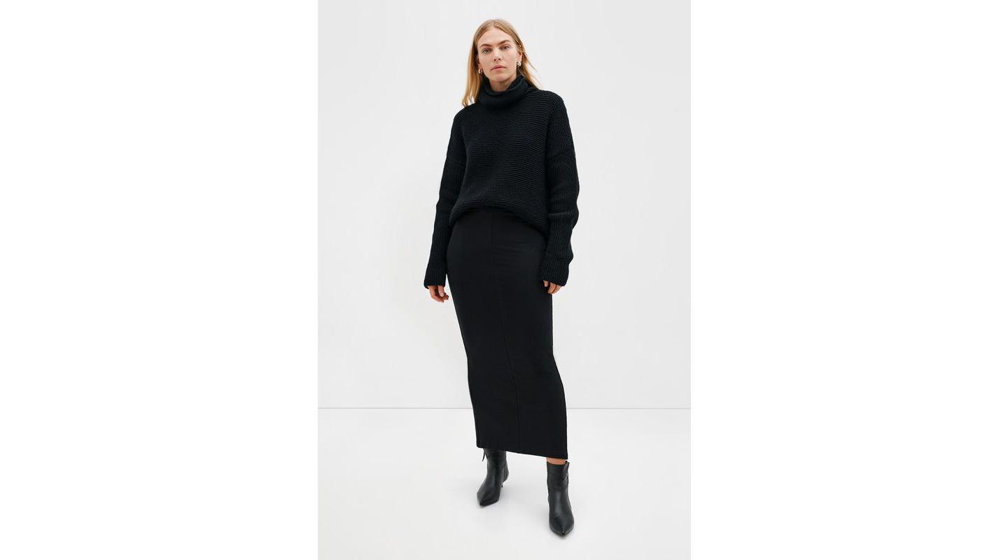 Женская юбка Marcella Frida High-Waisted Fold-Over Waistband Long Midi Skirt with Back Slit — фото 2