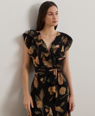 Lauren Ralph Lauren Women's Floral Ruffle-Trim Georgette