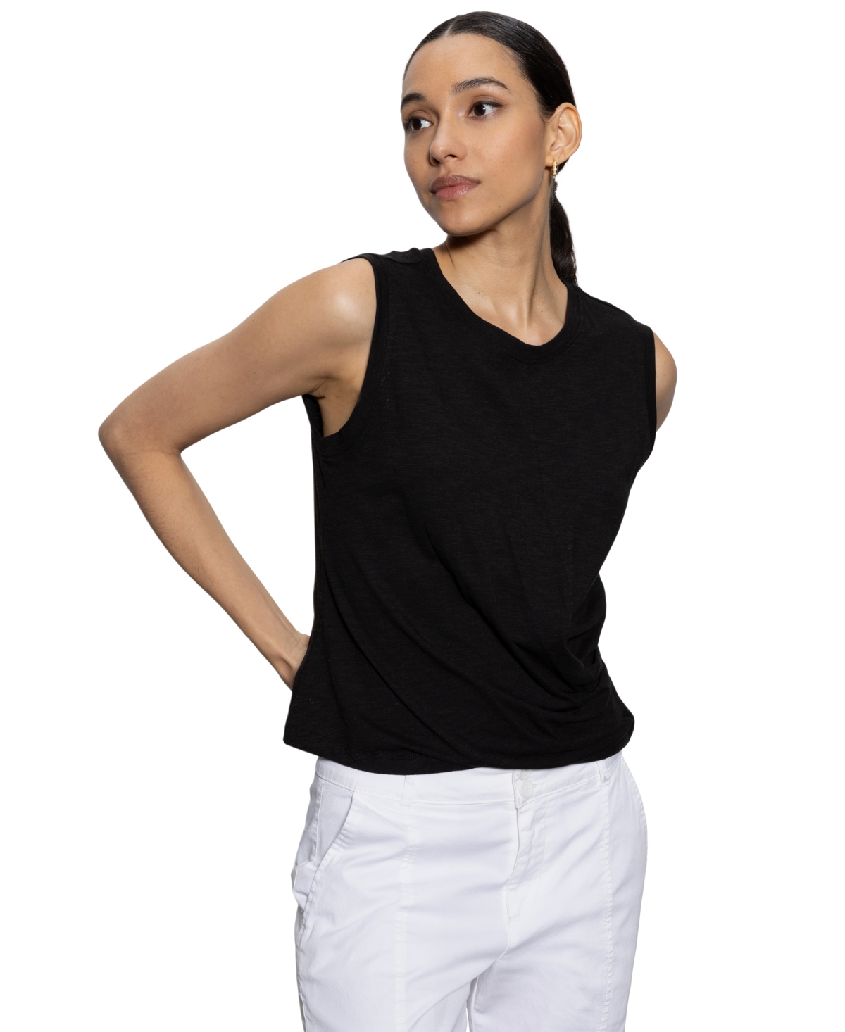 Women's Draped Sleeveless Crewneck Tank - Cherry Blossom
