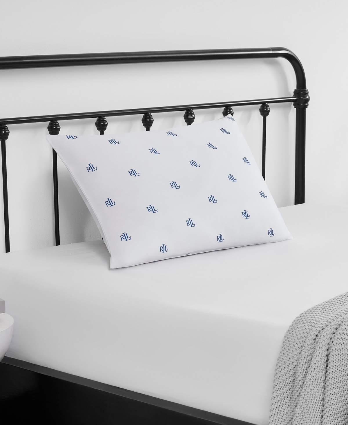 Ralph Lauren Logo Medium Density Down Alternative Pillow, King In White