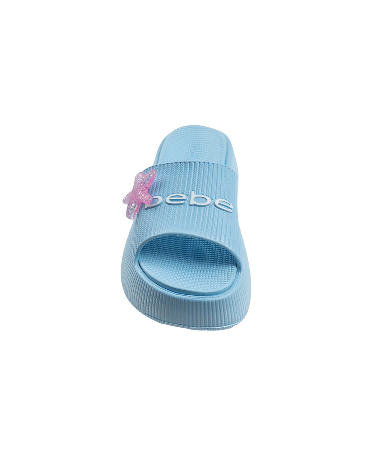 Bebe Little And Big Girls Stylish And Comfortable Summer Platform With Starfish Charm Slides In Light Pastel Blue