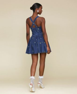 Avec Les Filles Women's Drop-Waist Flounce Romper Dress