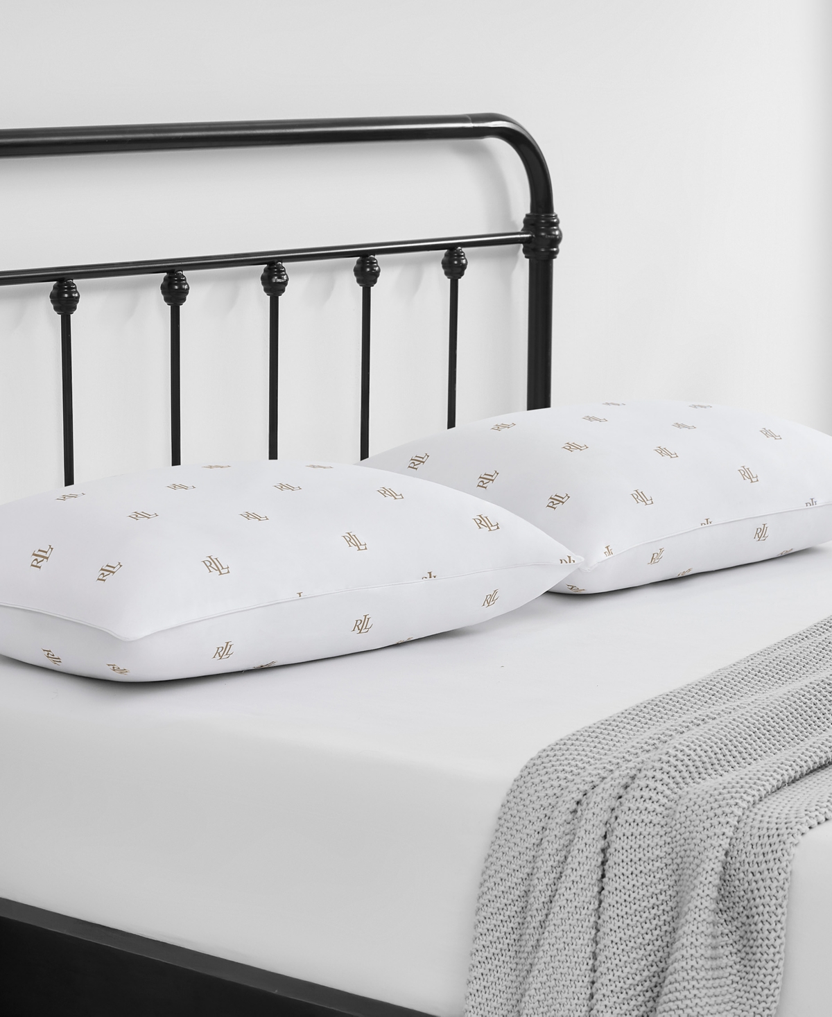 Ralph Lauren Logo Firm Density 2-pack Down Alternative Pillow, King In White