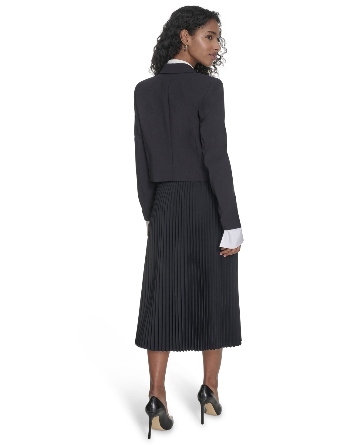 Calvin Klein Women's Peak Lapel Cropped Blazer In Navy