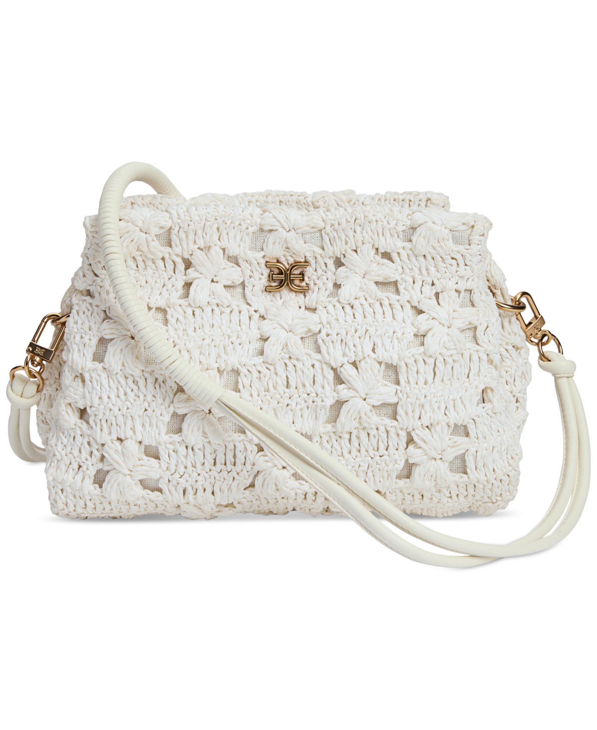 SAM EDELMAN LAYLA FLORAL RAFFIA SHOULDER BAG 