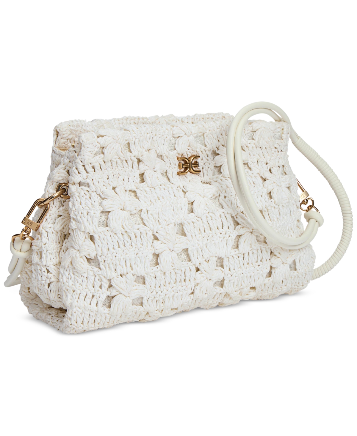 SAM EDELMAN LAYLA FLORAL RAFFIA SHOULDER BAG 
