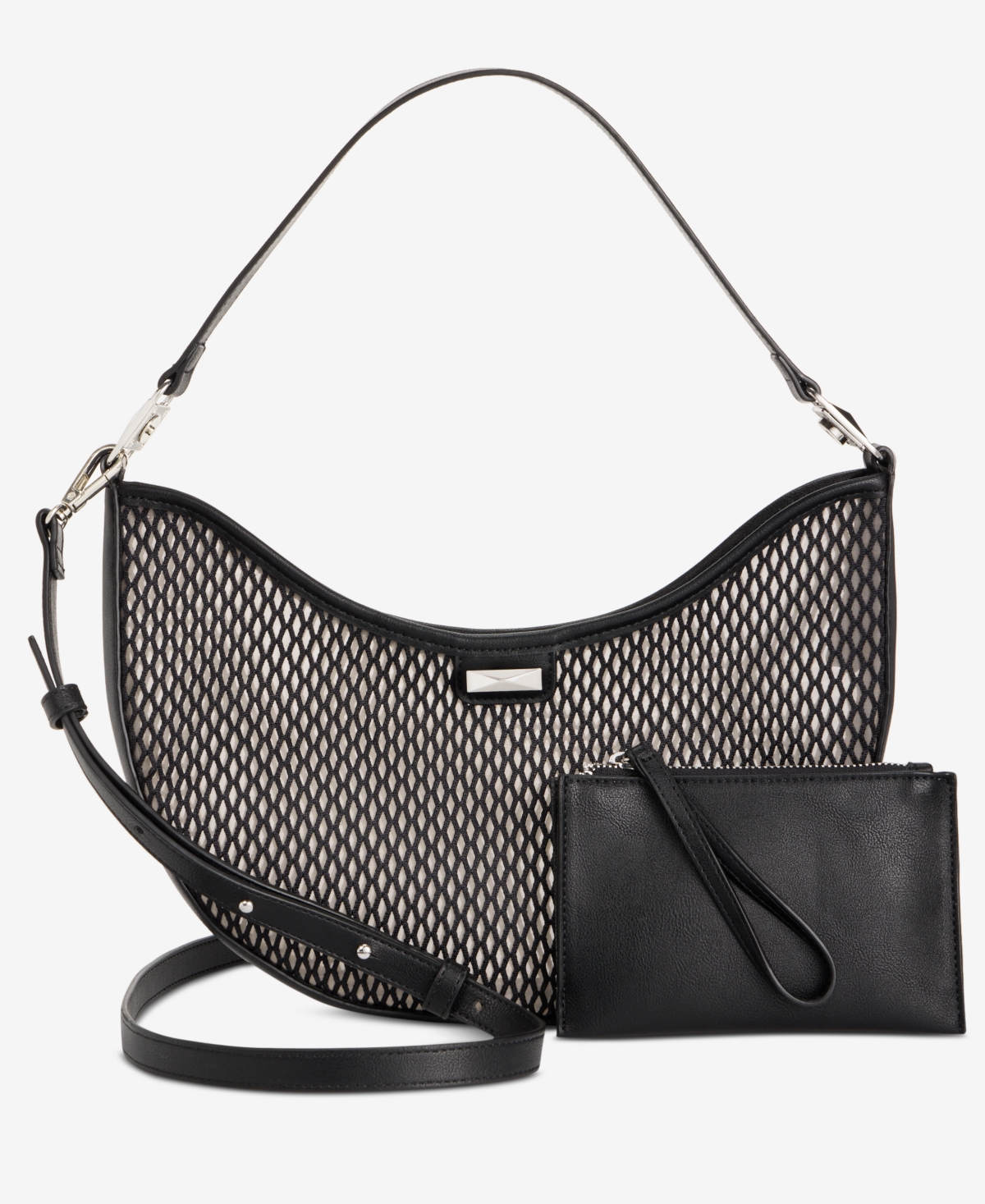 Liannah Mesh Shoulder Bag, Exclusively at Macy's - Black