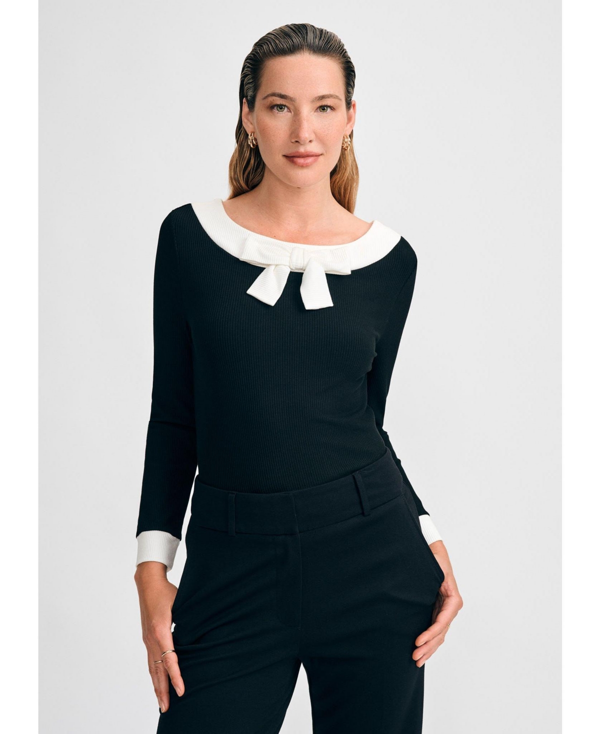 Isaac Mizrahi Women's Long Sleeve Bow Top