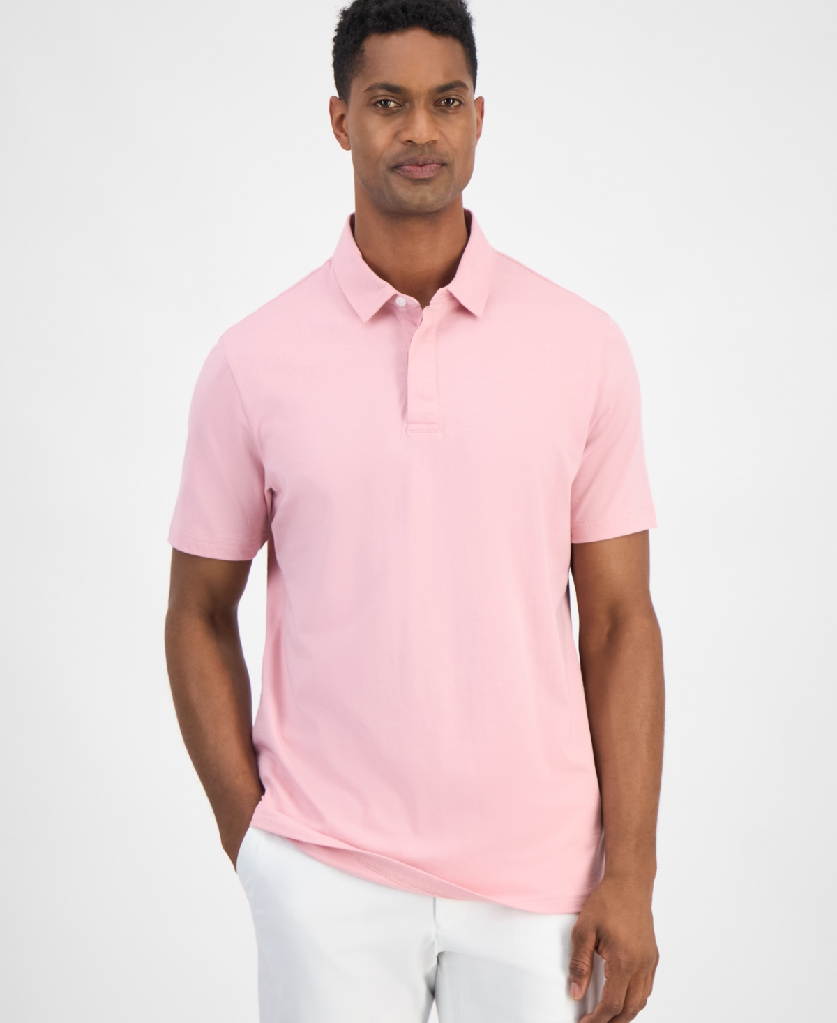 Men's Pima Knit Polo Shirt, Exclusively at Macy's - White