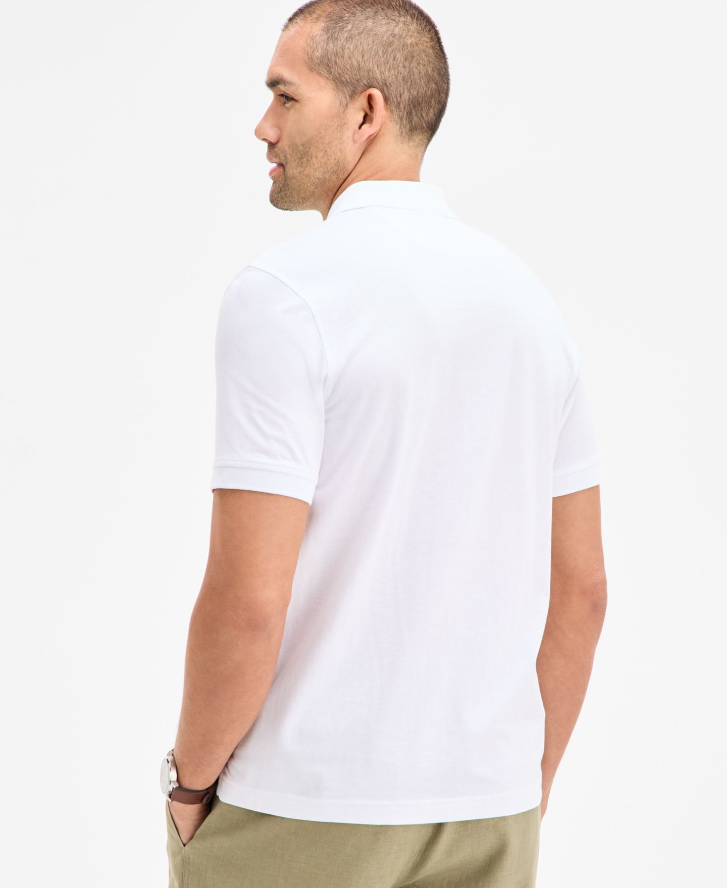 Мужское поло Club Room Solid Jersey Polo with Pocket, цвет: Яркий белый — фото 2