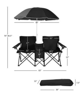 Portable Folding Picnic Double Chair With Umbrella