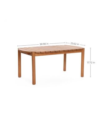 Natural Solid Wood 40-Inch Long Rounded Rectangle Outdoor Coffee Table