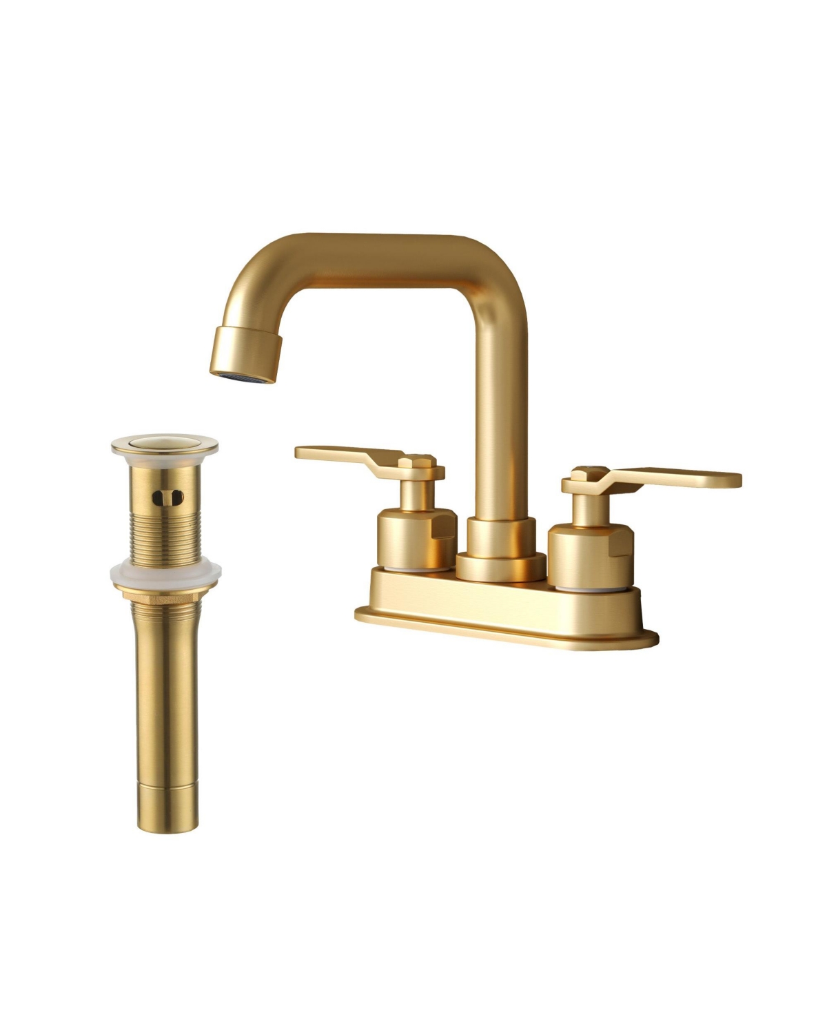 Dual Handle Bathroom Faucet with 360-Degree Swivel Spout, Pop-Up Drain, and Ceramic Cartridge - Corrosion Resistant, Durable Brass Construction, and E