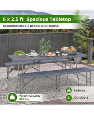 6 ft Portable Folding Table 350 LBS Fold-in-Half Table with HDPE Tabletop