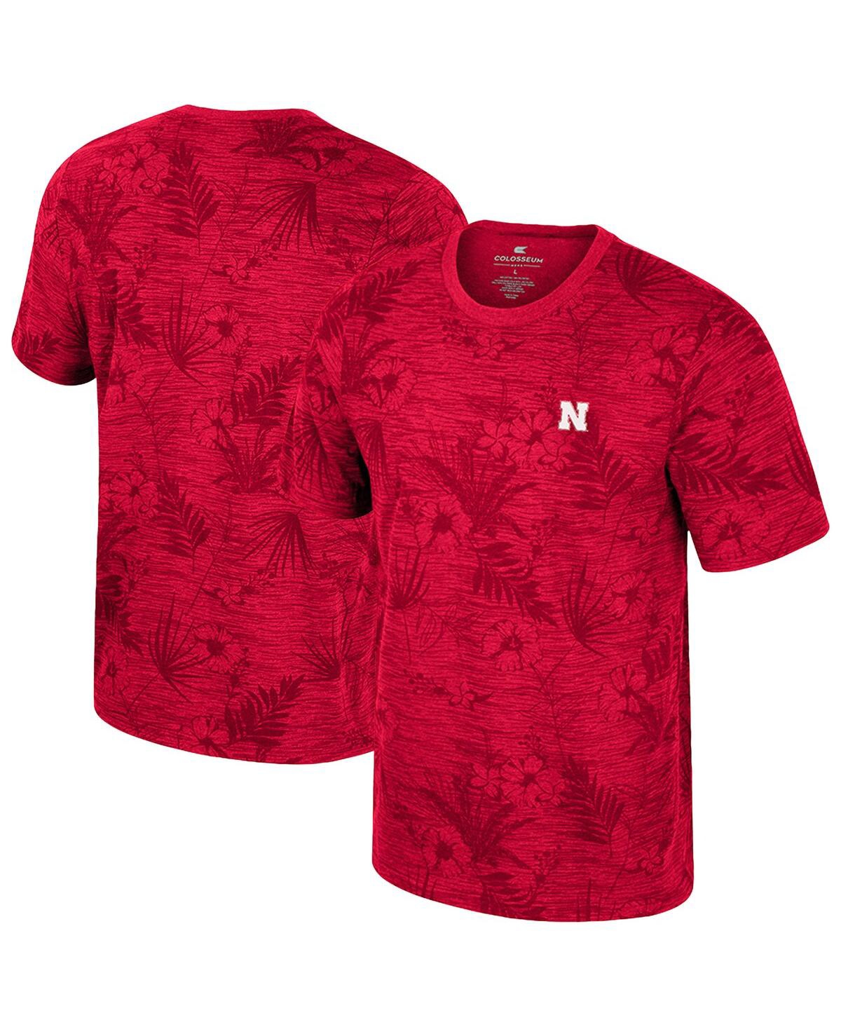 Colosseum Men's Red Nebraska Huskers Floral Printed T-shirt In Red