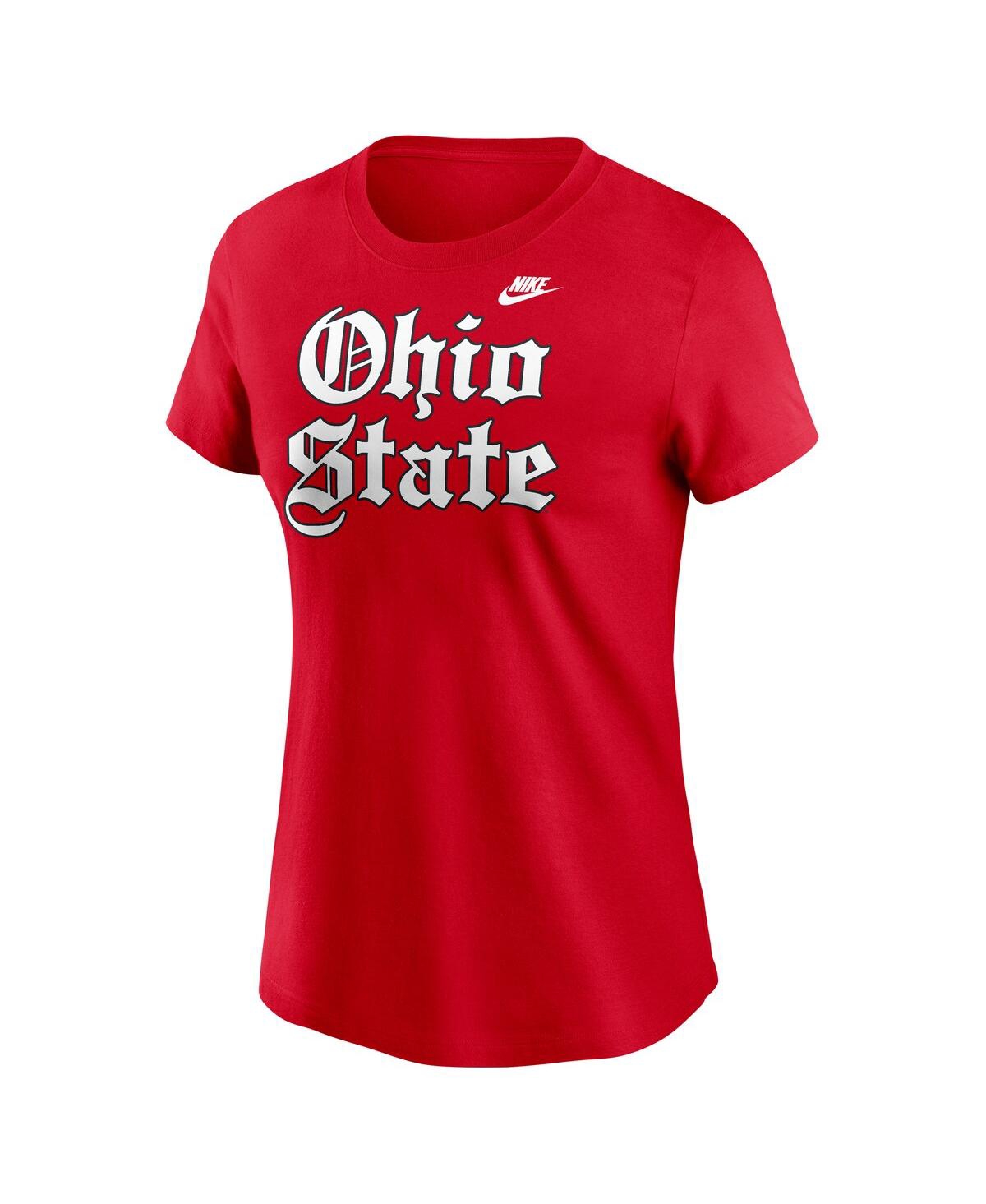 Nike Women's Scarlet Ohio State Buckeyes Old English T-shirt In Scarlet