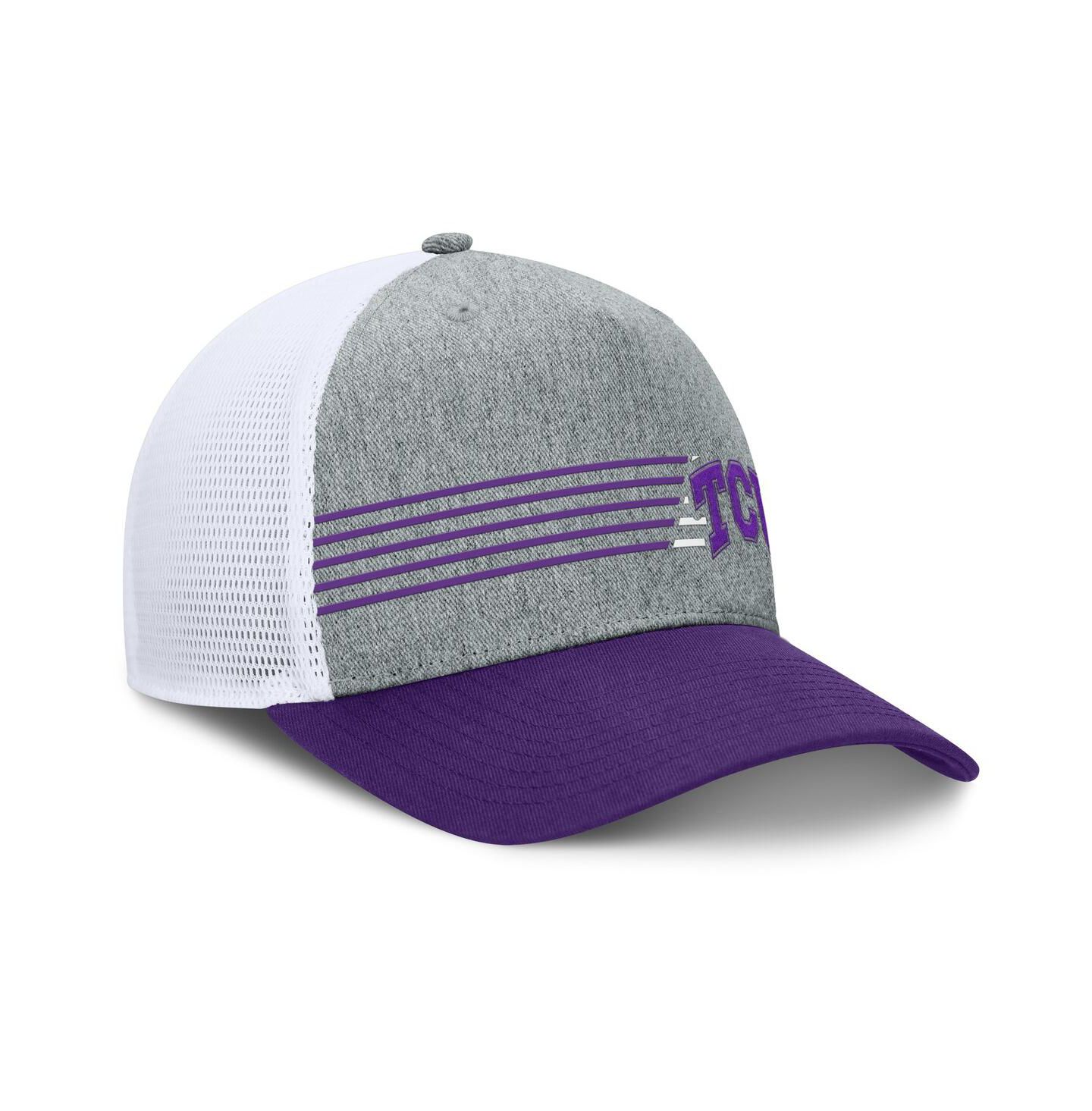 Мужская кепка Fanatics Heather Gray/Purple TCU Horned Frogs Profile Trucker Adjustable Hat — фото 2