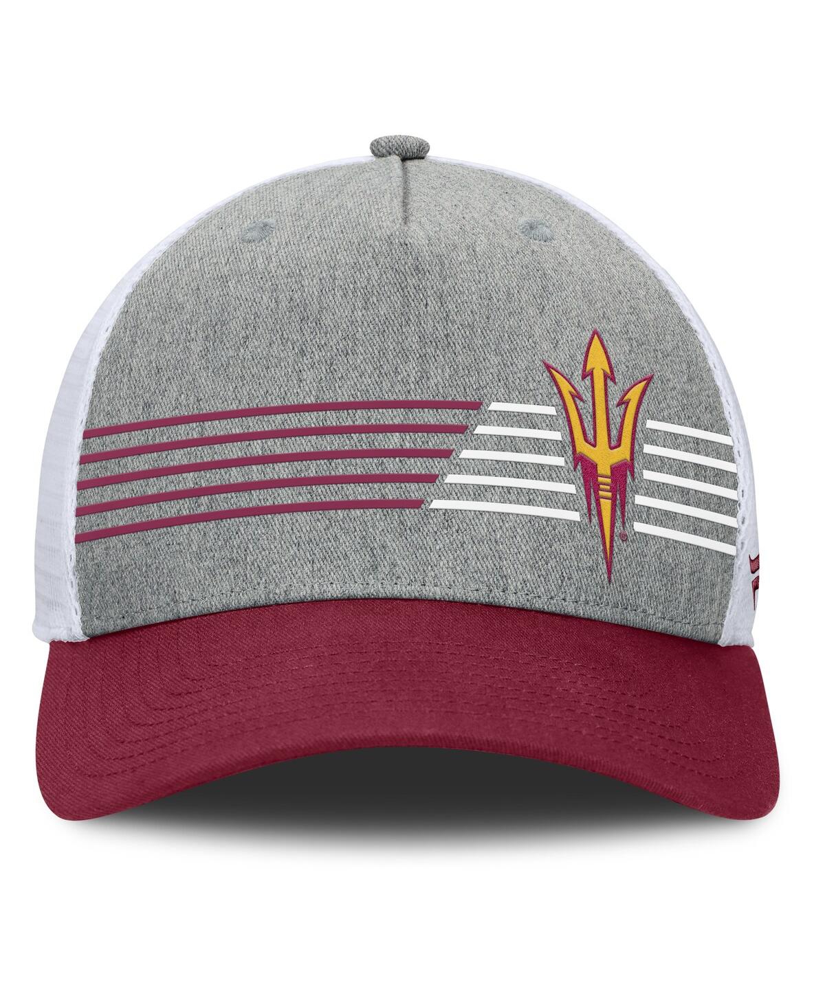 Fanatics Men's Heather Gray/maroon Arizona State Sun Devils Profile Trucker Adjustable Hat In Heather Gray,maroon