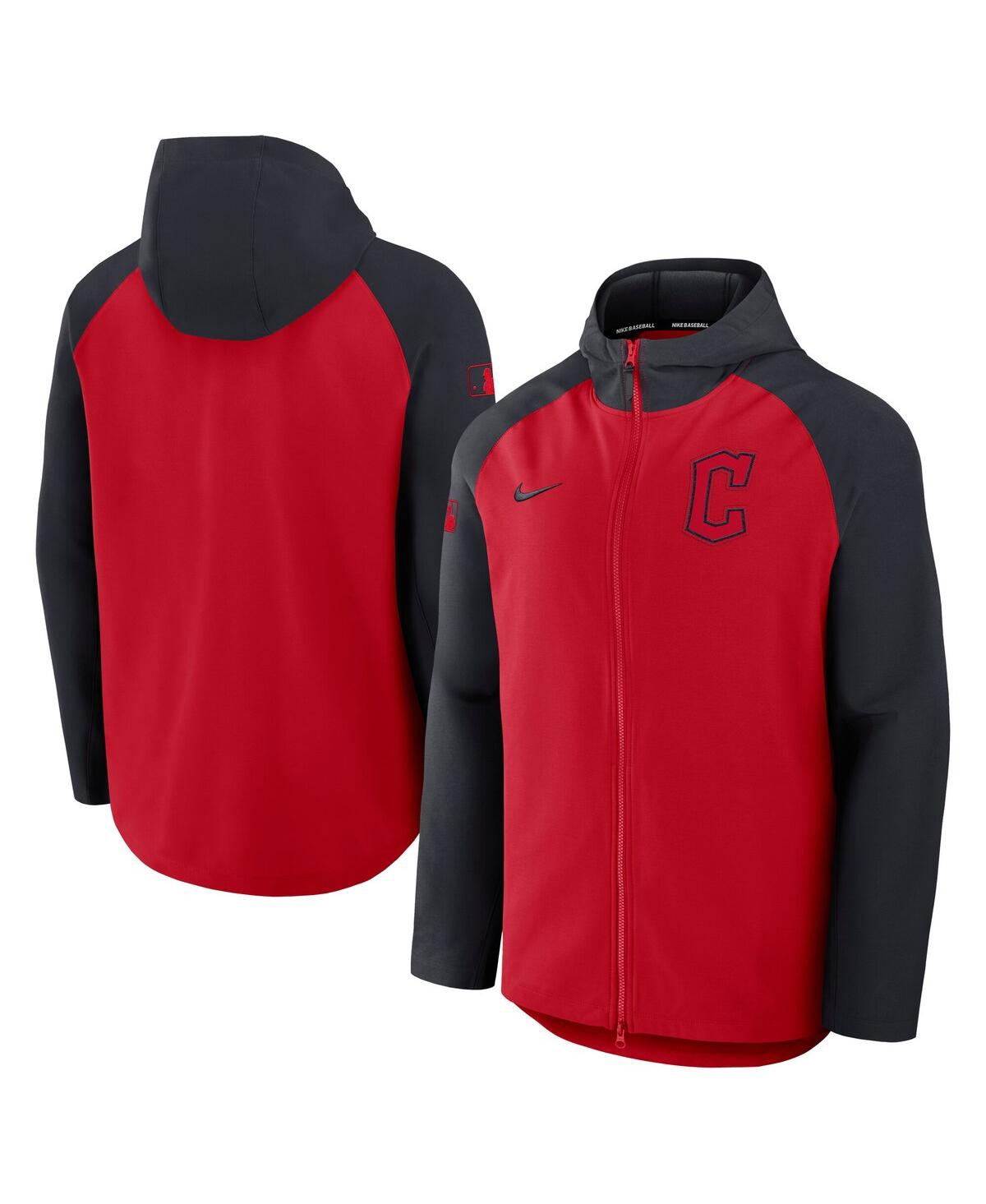 Nike Men's Red/Navy Cleveland Guardians Authentic Collection Raglan Performance Full-Zip Jacket - Red, Navy