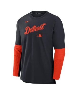 Men's Navy/Orange Detroit Tigers Authentic Collection Lightweight Player Tri-Blend Performance Pullover Sweatshirt