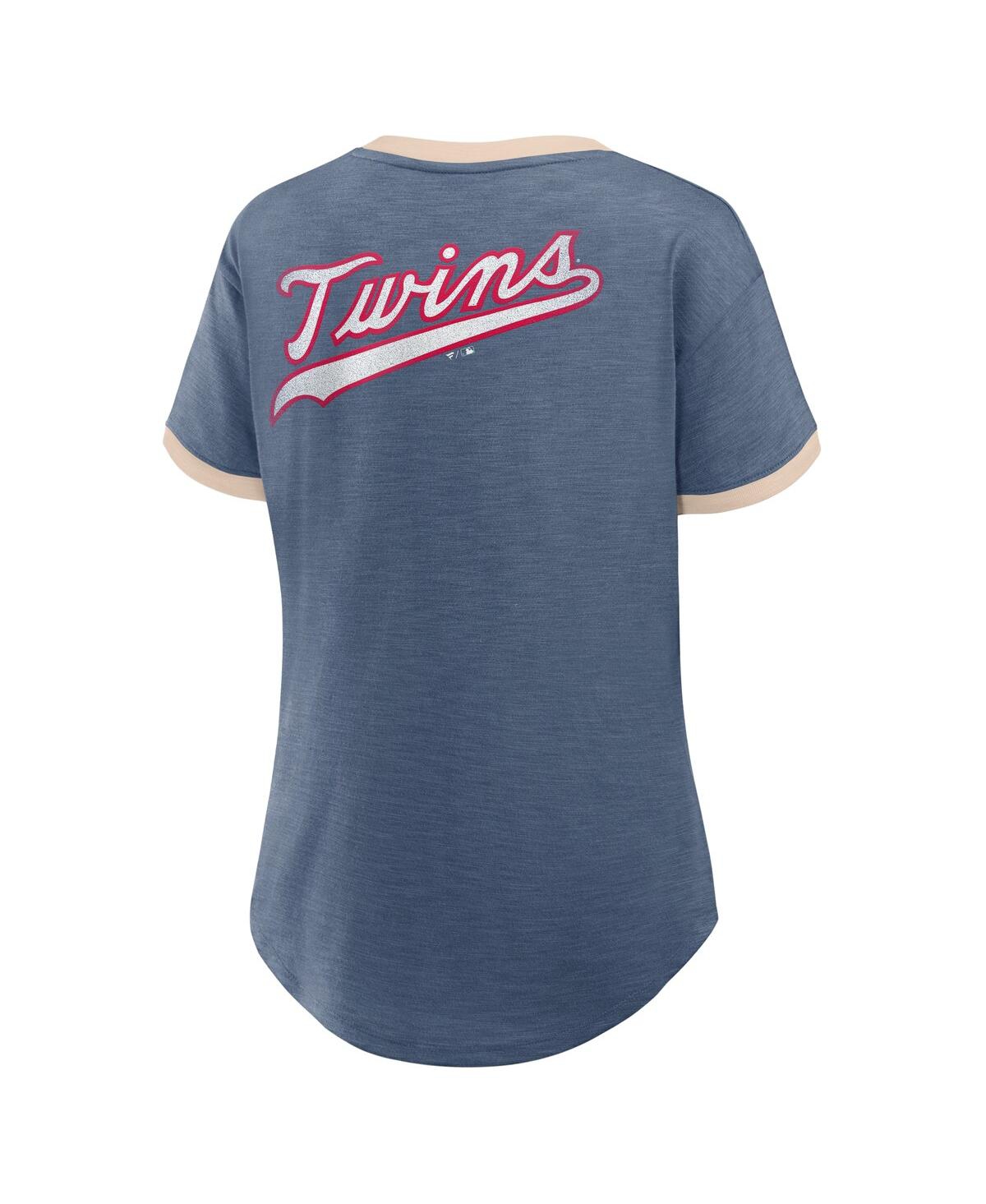 Fanatics Women's Navy Minnesota Twins Binge Worthy Stadium Slub V-neck T-shirt In Navy