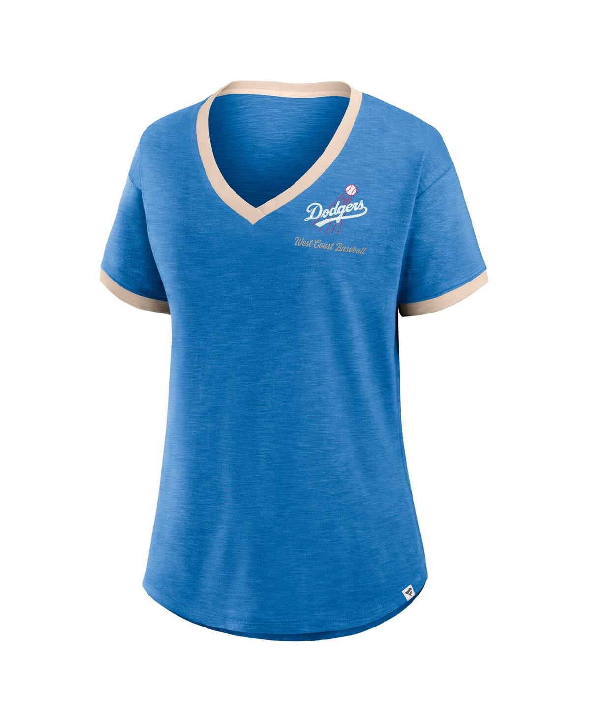 Fanatics Women's Royal Los Angeles Dodgers Binge Worthy Stadium Slub V-neck T-shirt In Royal