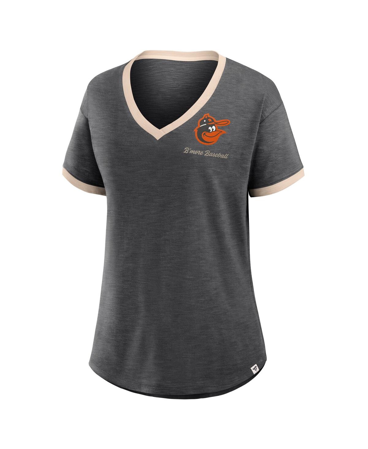 Fanatics Women's Black Baltimore Orioles Binge Worthy Stadium Slub V-neck Top In Black
