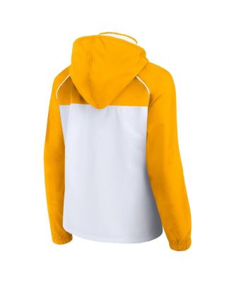 Women's White/Gold Los Angeles Lakers Anorak Raglan Full-Zip Hoodie Jacket