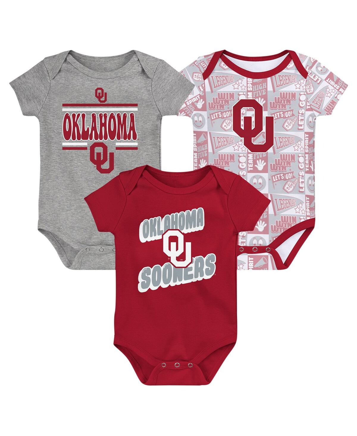 Newborn Crimson Oklahoma Sooners Sunday Comics Bodysuit 3-Pack - Crimson