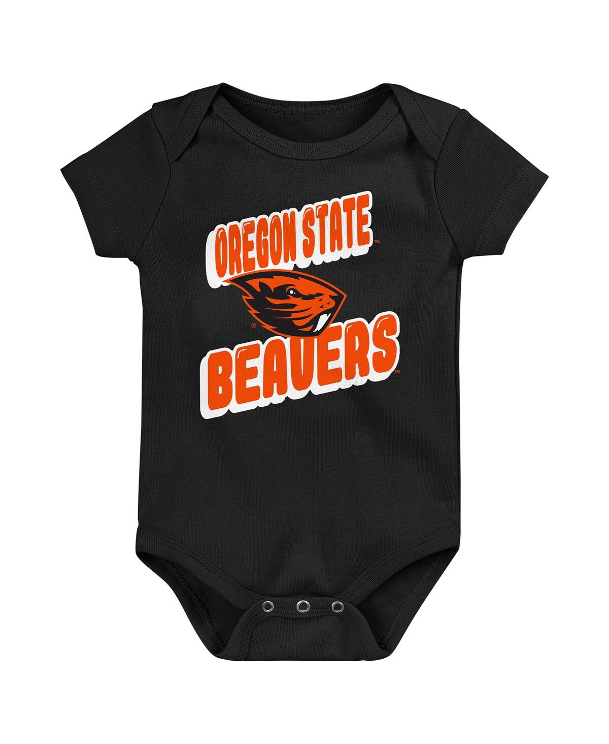 Outerstuff Newborn Black Oregon State Beavers Sunday Comics Bodysuit 3-pack In Black