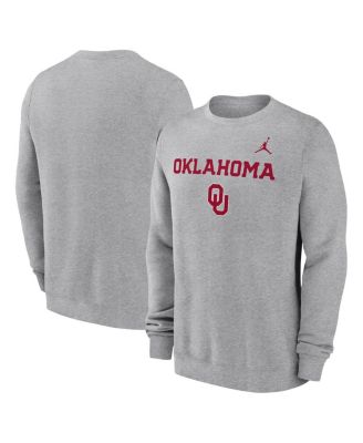 Jordan - Men's Heather Gray Oklahoma Sooners Primetime Primary Stack Pullover Sweatshirt
