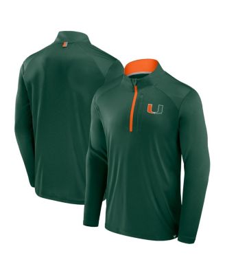 Fanatics - Men's Green Miami Hurricanes Fundamental Defender Quarter-Zip Sweatshirt