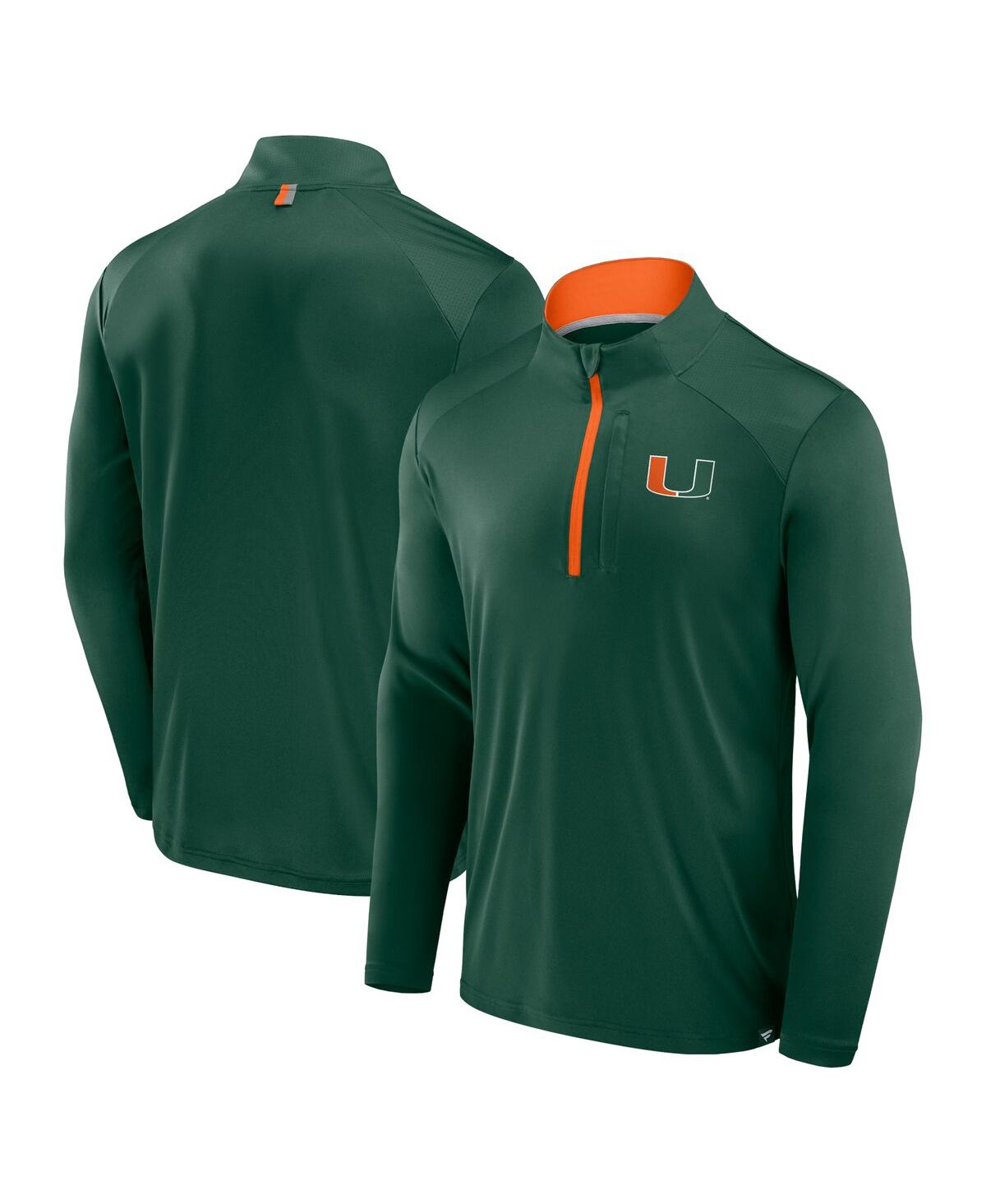 Fanatics Men's Green Miami Hurricanes Fundamental Defender Quarter-zip Sweatshirt In Green