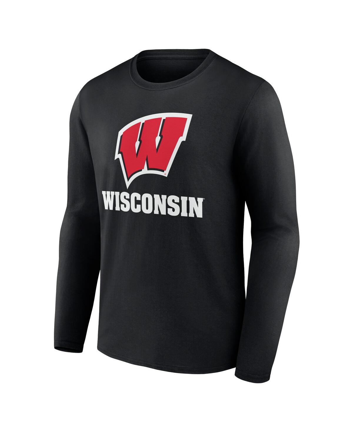 Fanatics Men's Black Wisconsin Badgers Team Lockup Long Sleeve T-shirt In Black