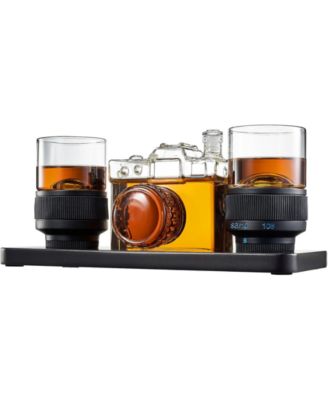 Camera Shaped Wine and Whiskey Decanter Set