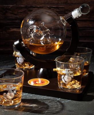 U.S. Marine Globe Whiskey Decanter Set