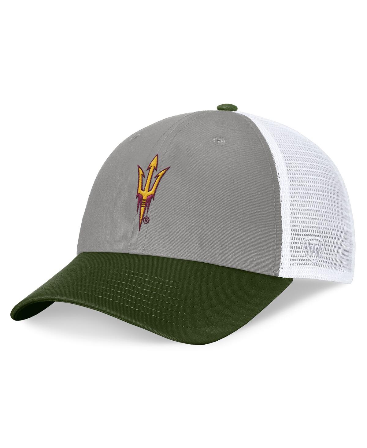 Top Of The World Men's Gray/green Arizona State Sun Devils Oht Military Appreciation Badge Trucker Adjustable Hat In Gray,green